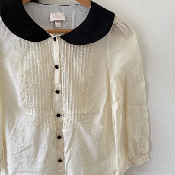 Erin Fetherston x Target Cream Cotton Blouse Peter Pan Collar Twee Y2K - Picture 7 of 14